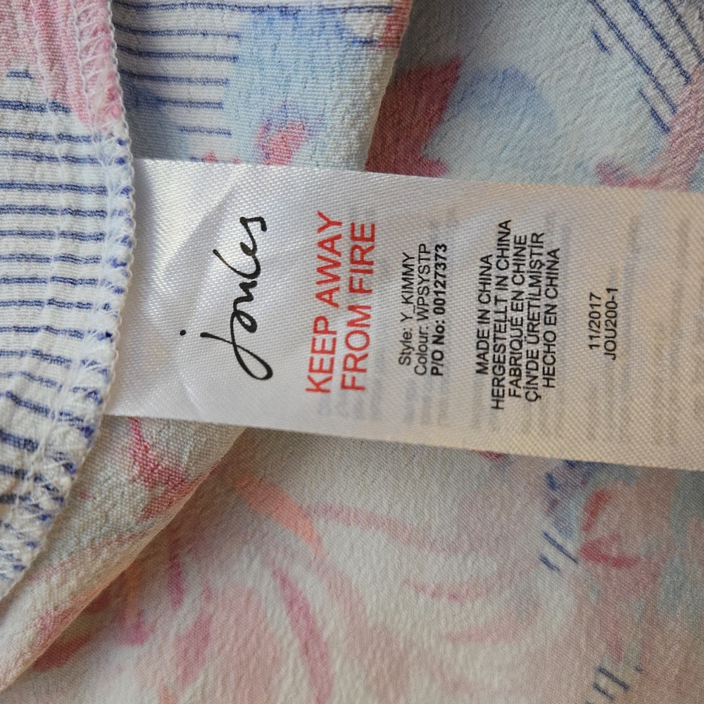 Joules Kimmy Open Kimono Cardigan Jacket Pink Floral Blue Striped - Picture 8 of 12